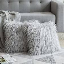 Coussins Housses de Coussin Doux Grand Uni Peluche Fourrure Canapé Décor