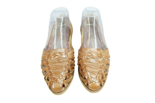 Vintage Naturalizer Huarache Women's Brown Leather Boho Beach Sandals Sz 7 Wide - Picture 5 of 9