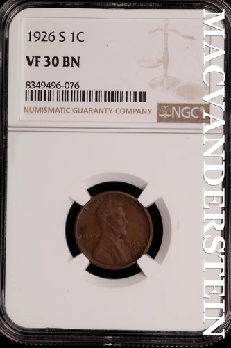 1926-S Lincoln Wheat Cent - NGC VF 30 BN - Scarce  No Reserve  #SLH203