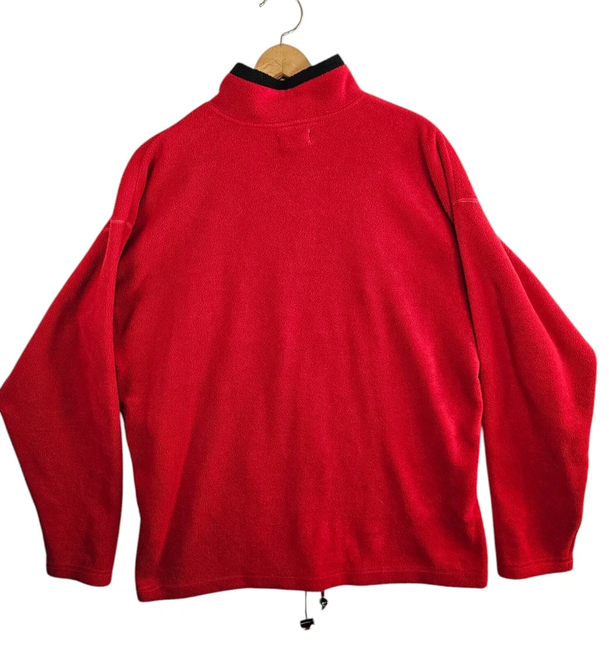 Vintage Perry Ellis AMERICA Fleece Jacket Men's XL 1/4 Zip Black & Red 1990s - Image 2 of 4