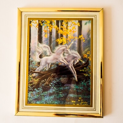 EINHORN FANTASY MÄRCHEN Dufex Folienkunstdruck - gerahmt metallic glänzend