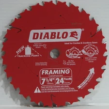 Freud Diablo D0724PX 7-1/4" 24TCarbide Circular Framing Saw Blade 5/8 Arbor Wood