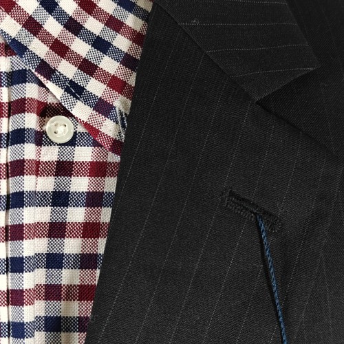 Pronto Uomo Platinum Men's Sport Coat Blazer Two Button Striped BLK Wool 46XL - Picture 7 of 15