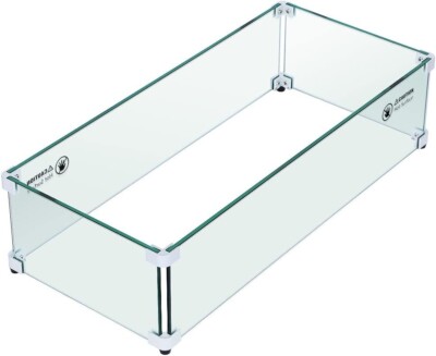 Fire Pit Wind Guard Tempered Glass Flame Protector 29x13x7 inch Wind Shield