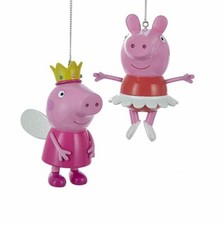 PEPPA PIG Ballerina Princess Christmas Ornaments, Set of 2, by Kurt Adler