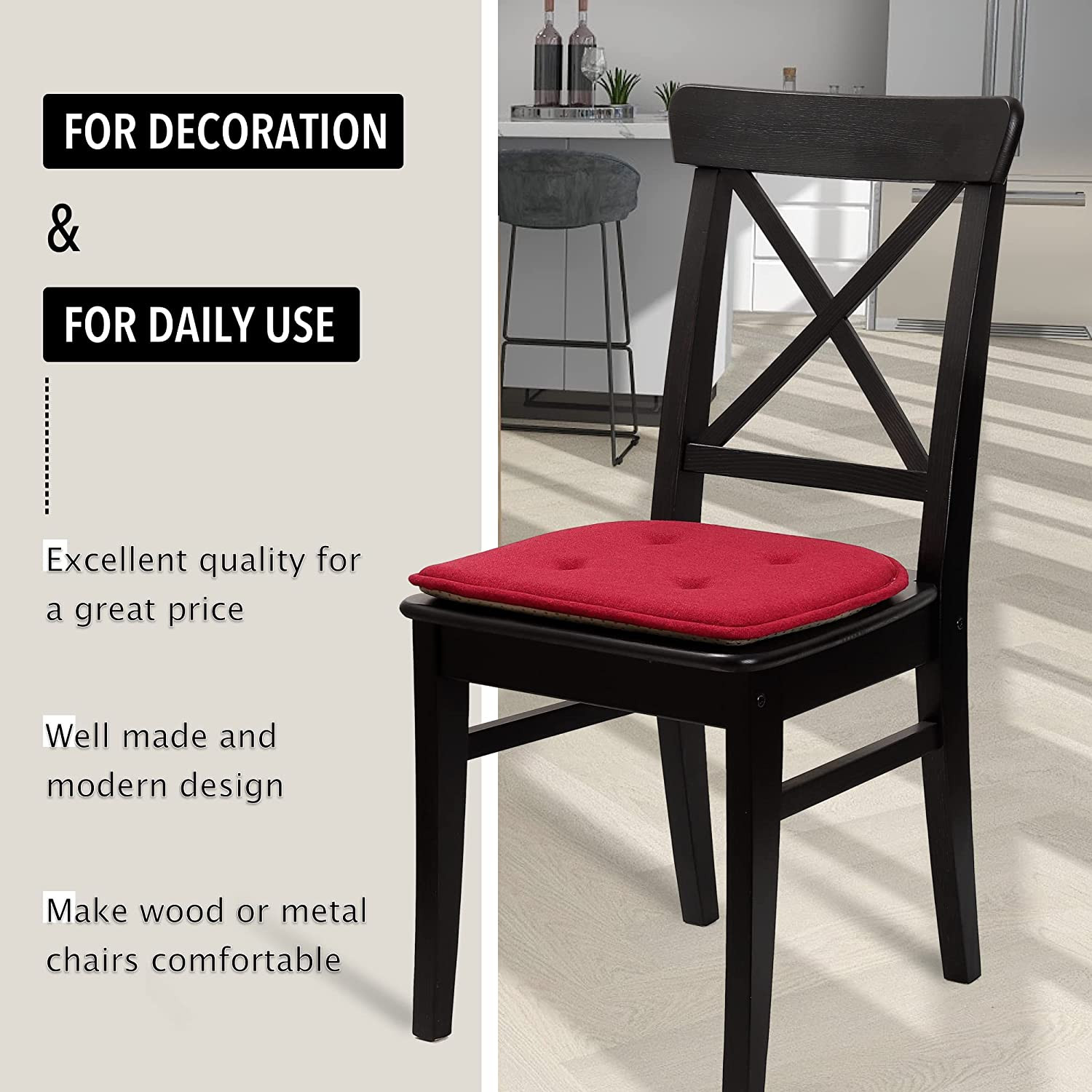 Dining Room Chair Cushions Set of 4 for Dining Kitchen Chairs Pads Seat Cushions