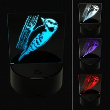 Sweet Downy Woodpecker Bird 3D Illusion LED Night Light Sign Lamp