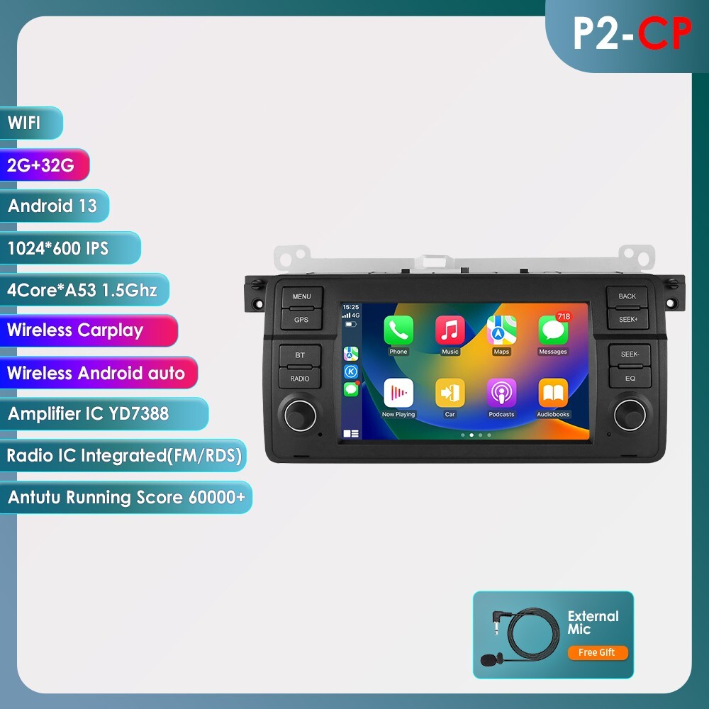 Android 13 Carplay Wifi FM Car Stereo Radio For BMW E46 318i 325i 330i 1998-2005