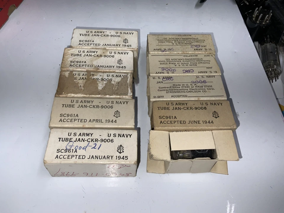 LOTE DE 10 TUBOS 9006 CKR CRC TUBO DE VACÍO NOS - 1944 ~ 1945 Foto 4 de 4