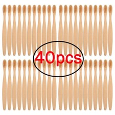 40Pcs Bamboo Toothbrush Natural Organic Medium BPA Free Soft Healthy Brush USA