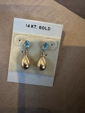 Pre Owned 14k Tear Drop Earrings With Aquamar...