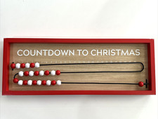 Wood Beads Countdown to Christmas Standing Advent Calendar Red/White