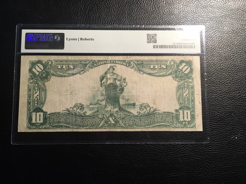 10.00 1902 national bank note Hannibal Missouri PMG choice fine 15 - Picture 2 of 2