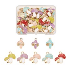 40pcs 8 Colors Mushroom Alloy Enamel Pendants Cute Metal Dangle Charms 16 19.5mm