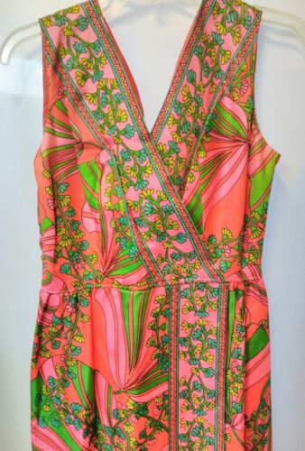 VTG 70's Vibrant Maxi Evening FESTIVAL Dress Gown PINK RED MOD Size 12 - Picture 3 of 9