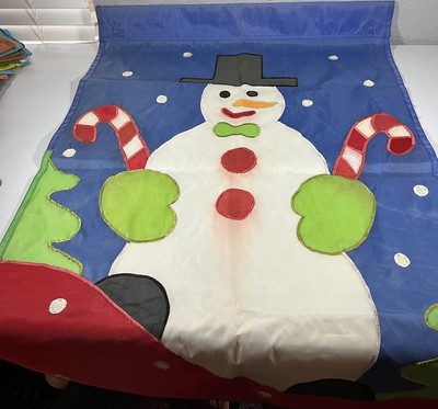 Snowman With Candy Cane Garden Flag Snowman Christmas Winter