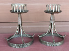 New ListingPair Candle Holders Heavy Metal Medieval Hammered Pillar Candle Holders 9-1/2"