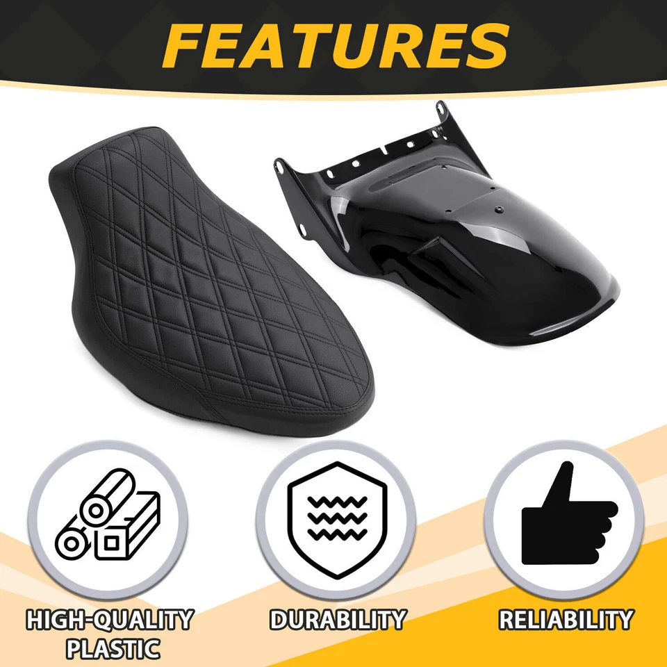 Para Harley-Davidson Softail 06-17 200mm Neumáticos Modelos Guardabarros Trasero Corto Asiento Negro Foto 2 de 4