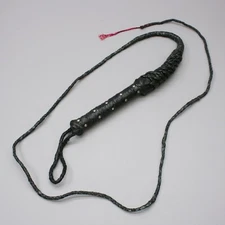 Vintage 90" Rawhide Leather Bull Whip Braided Horse Cowboy Studded Bullwhip