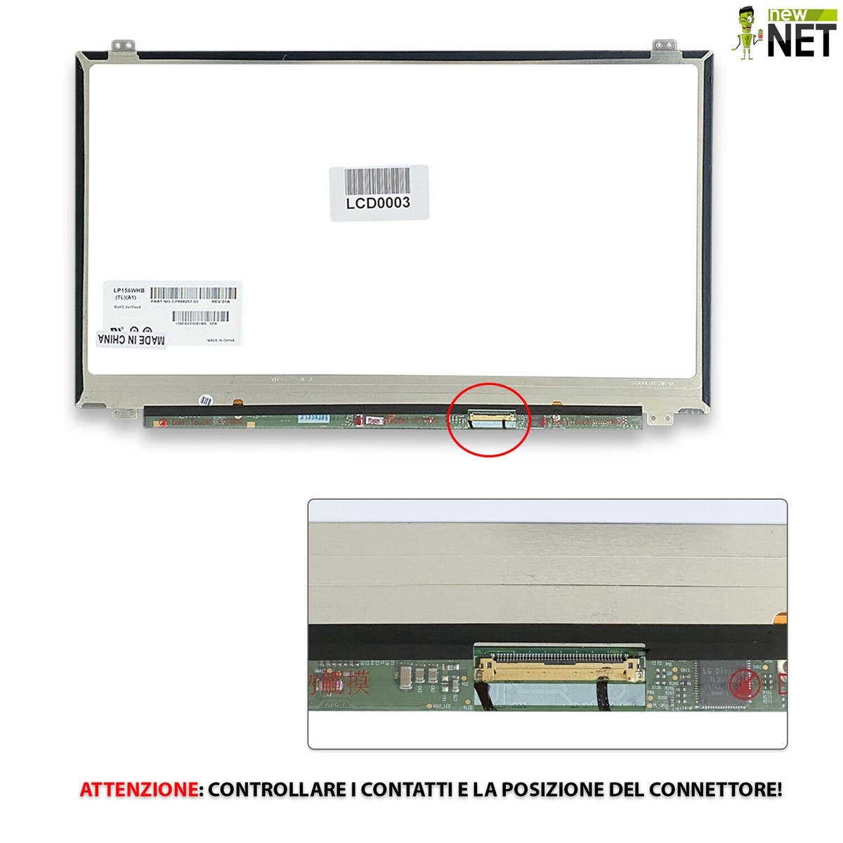 Display LCD 15.6 Pollici HD 1366x768 - Pannello Sostitutivo Compatibile LP156WH3 Modelli 40pin - Foto 9