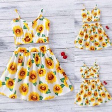 Infant Toddler Baby Girl Summer Clothes Set Bow Sleeveless Tops Dress Outfit