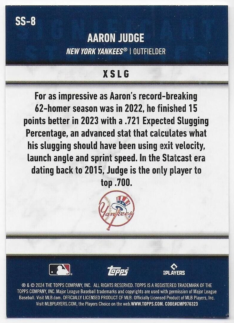 2024 Topps Significant Statistics Black #SS8 Aaron Judge