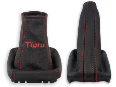 SCHALTMANSCHETTE FÜR OPEL TIGRA B TWINTOP SCHALTSACK STICKEREI FADEN GRAU