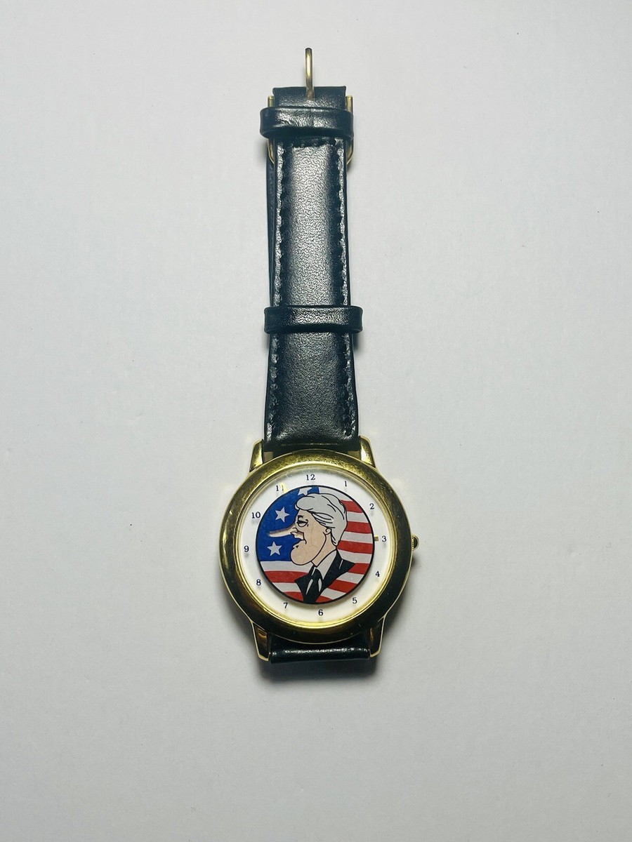 Vintage Bill Clinton Watch President Bill Clinton Leather Wrist Watch Vintage Runs  main image 4