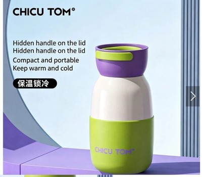 Mini Portable Vacuum Insulated Water Bottle, Built-in Handle Lid Double Wall Sta