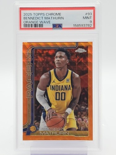 BENNEDICT MATHURIN 2025-26 TOPPS CHROME ORANGE WAVE /25 #93 PACERS PSA 9 Q2264