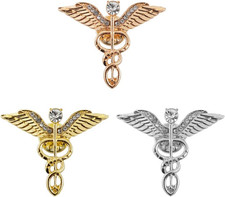 3Pcs Medical Symbol Caduceus Stethoscope RN Nursing Badge Brooches Lapel gold