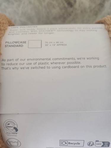 M&S Teddy Fleece Fitted Sheet & Pillow Case Set ~ Size Double - Picture 10 of 11