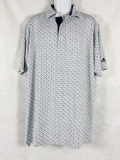 FootJoy Lisle Golf Polo Shirt Men  s XL White Blue Figure Prints Tennis