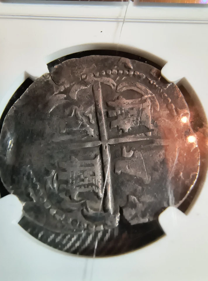 1593-97 - C.Spain 4 Reales Shipwreck Silver Reales Toledo - Philip 11 -VF - Image 2 of 4