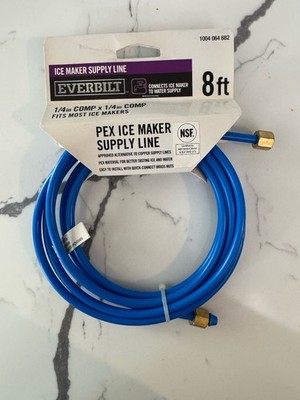 Everbilt Pex Icemaker Supply Line 1/4 Comp x 1/4 Comp 8' New Threaded Brass Nuts