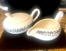 Metlox Pottery Poppytrail Aztec Vtg CA USA- Creamer & Lidded sugar