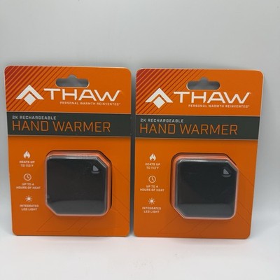 THAW Rechargeable Hand Warmers Pair 2000mAh LED Light USB-C New