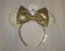 NEW 2026 Disney Parks Gold Bow Cinderella Castle Fireworks Ears Headband NWT