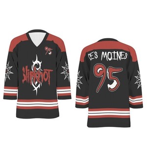 超レアXL！SLIPKNOT 6（SIC）6ホッケーシャツ黒×赤コピーライト付 超