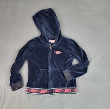 Juicy Couture Jacket Girls 4T Blue Lightweight Full Zip Hoodie Pockets Velor