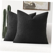 Pack of 2 Decorative Throw Pillow Covers 18x18 18" x 18" Pack of 2 Black