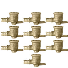 10 Pack XFITTING 1/2" Pex-B x 1/2" Female NPT Drop Ear Elbow, Lead Free Brass