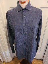 Mens Jaeger Size 16" Black/Blue Striped Shirt