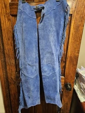 Barnstable Men Size Medium Riding Chaps Leather Upper Fringe
