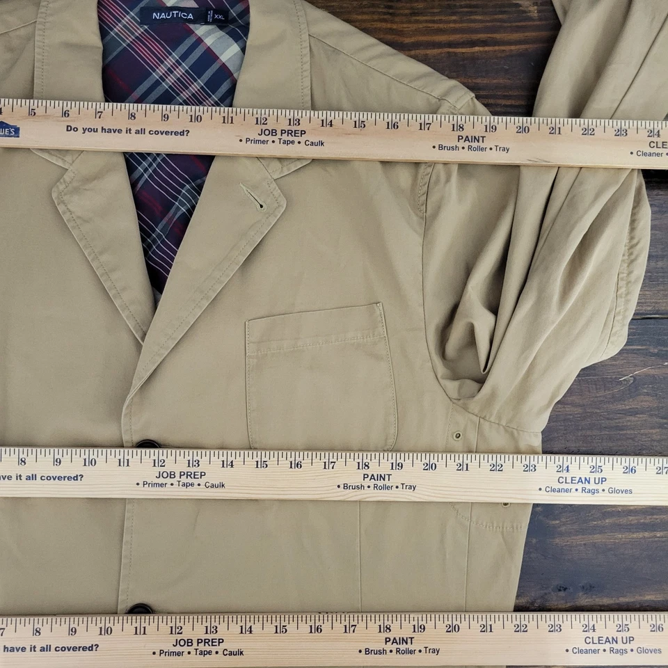 Abrigo Blazer Chaqueta Deportivo Hombre Nautica Tres Botones Caqui Algodón Talla XXL Foto 3 de 4