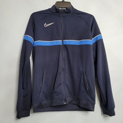 NIKE Dri-FIT Academy 21 Knit Track Jacket Navy Blue White Stripe Soccer XL