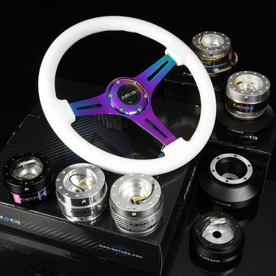NRG 141H HUB+GOLD GEN 2.0 QUICK RELEASE+3''DISH IRIDIUM STEERING WHEEL WHITE GRIP