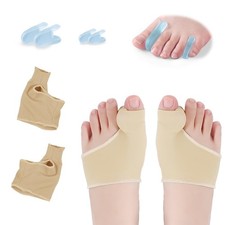 Khaki Bunion Corrector Sleeve Socks, Large, Big Toe, Pinky Separators, Non-Slip