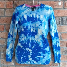 Charter Club 100 Cashmere Tie-Dyed Blue Sweater Pullover Size S