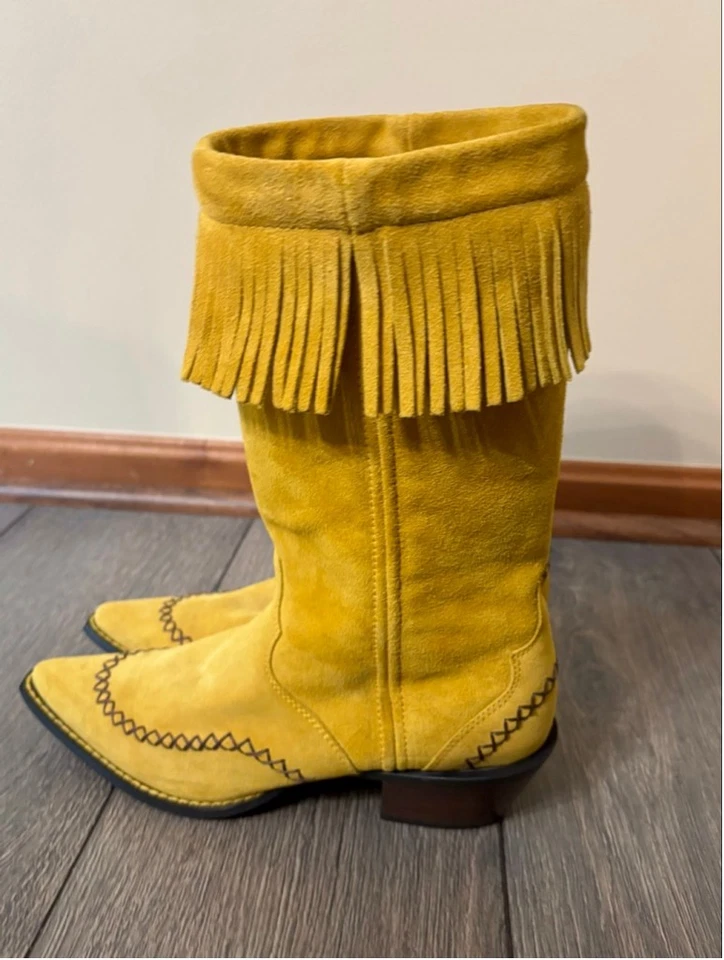 Durango Crush Golden Rod 麂皮绒条纹牛仔靴女式 7B 全新带标签 Sample Western — 第 4/4 张图片